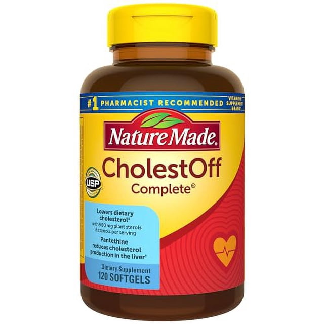 Nature Made CholestOff Complete, suplemento dietético para apoyar la salud del corazón, 120 cápsulas blandas, suministro para 20 días