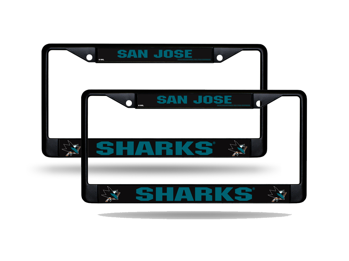 San Jose NHL Sharks NHL Black Metal (2) License Plate Frame Set
