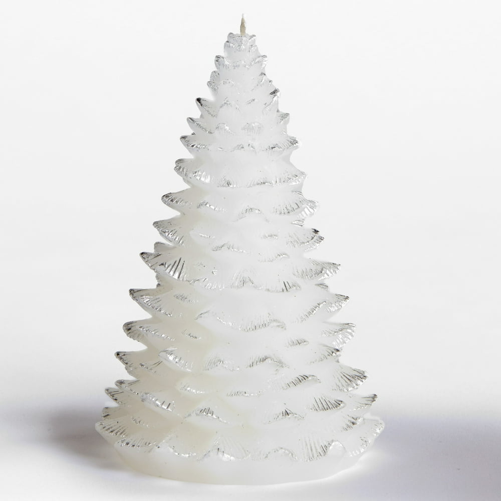 Unscented Decorative White Christmas Tree Candle Lighted Home Accent