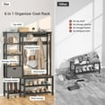 thumbnail image 6 of Homieasy Hall Tree with Bench, 71’’ Coat Rack with Shoe Storage, 5 in 1 Large Entryway Bench with 5-Tier Shelves, Fabric Storage Basket, Side hooks, Black Oak, 6 of 7