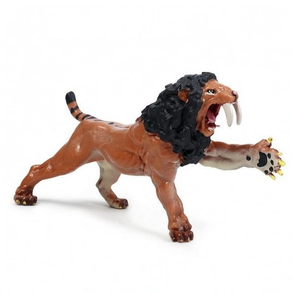 Lazsy 1x Saber-toothed Cat Figure Open Mouth Fierce Expression Long Fang Design Sturdy Construction for Childrens Playset