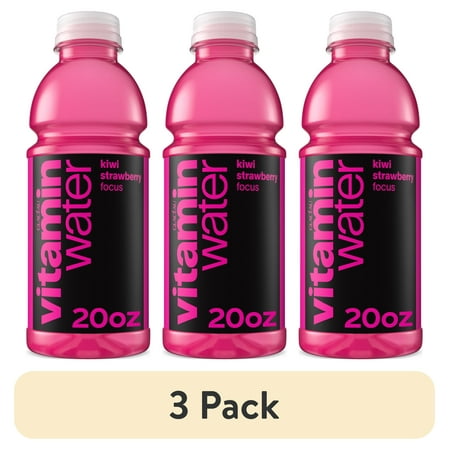 (3 pack) vitaminwater Focus Kiwi Strawberry Flavored Water Beverage, 20 fl oz Bottle