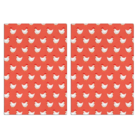 2 Pcs Funny Kitchen Towels,Red Chicken Pattern Microfiber Dish Towels,Kitchen Tea Towels,Kitchen Towel Set (18" X 26")