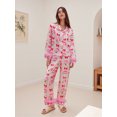 thumbnail image 3 of Mommy and Me Matching Pajamas Bow Santa Button Down Lapel Tops Pants, 3 of 8