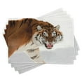 thumbnail image 1 of Ambesonne Tiger Place Mats Set of 4, Panthera on Snow Close, Standard Size, Pale Brown, 1 of 6