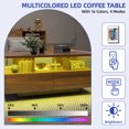 thumbnail image 6 of ModFusion Walnut Rectangle Coffee Table with LED Lights, Storage & Open Shelf for Living Room, Brown, 6 of 10