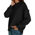 thumbnail image 6 of Holzkary Oversized Sweatshirt for Women Loose Pullover Knit Sweatshirt with Exposed Seams & Loose Fit Casual Long Sleeve Sweatshirt Comfy Fall Winter Outfits Clothes 2025 Fashion Black L, 6 of 9