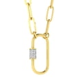 thumbnail image 2 of Dazzlingrock Collection Round White Diamond Oval Carabiner Paperclip Gold Chain Pendant Necklace for Women (0.16 ctw, Color I-J, Clarity I2-I3) in 10K Yellow Gold, 2 of 6