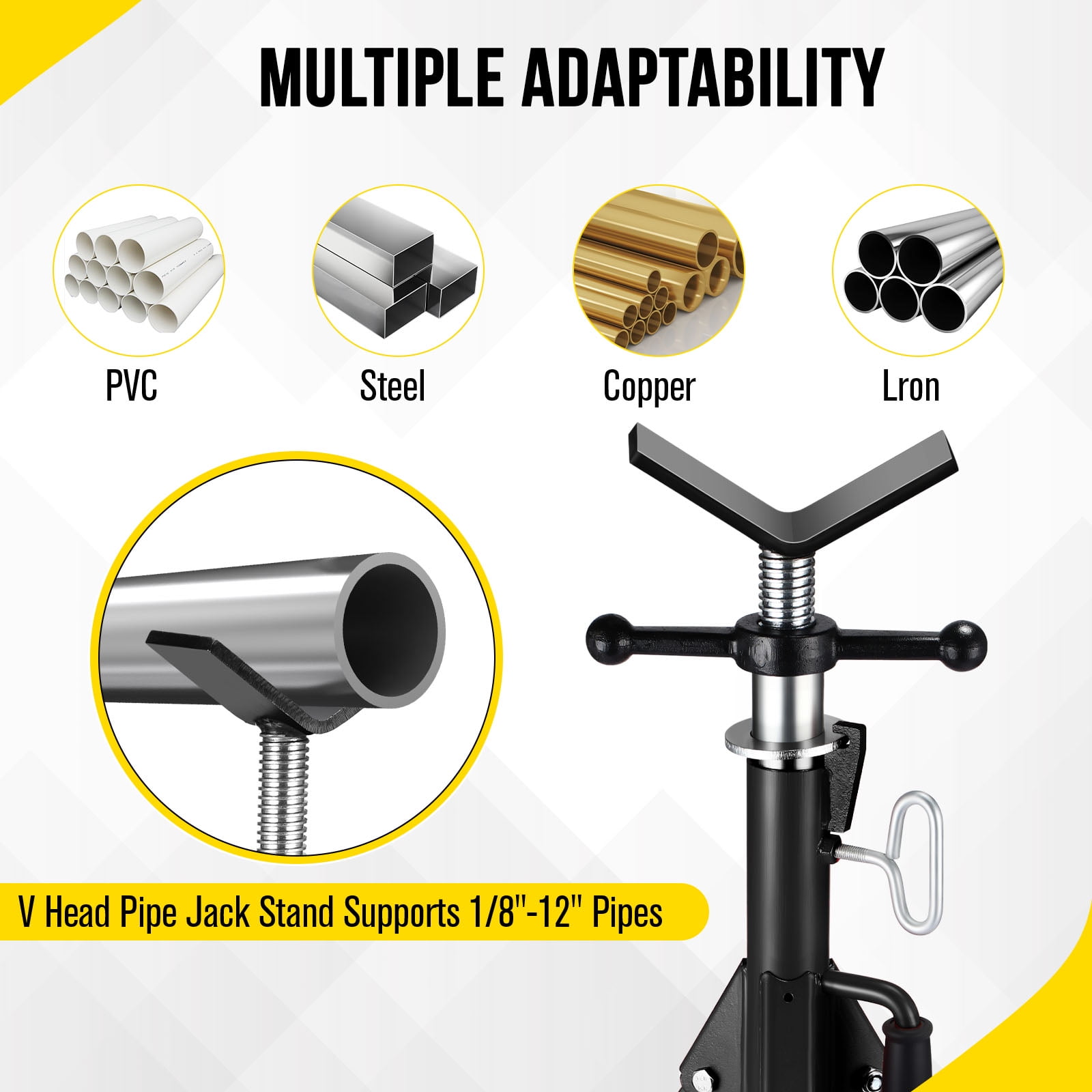 COZONY V-Head Pipe Jack Stand, 2500LB Adjustable 28"-52" Height w/ Folding Portable Pipe Stand for Welding