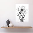 thumbnail image 2 of Dandelion Flower Seed Black and White Rockabilly Americana 50s Large Wall Art Poster Print Thick Paper 18X24 Inch, 2 of 3