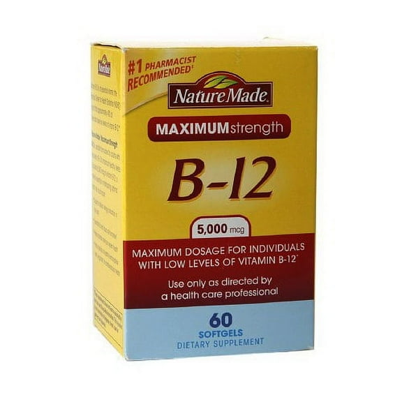 Nature Made Maximum Strength Vitamin B-12 5000 Mcg Softgels - 60 Ea, 2 Pack