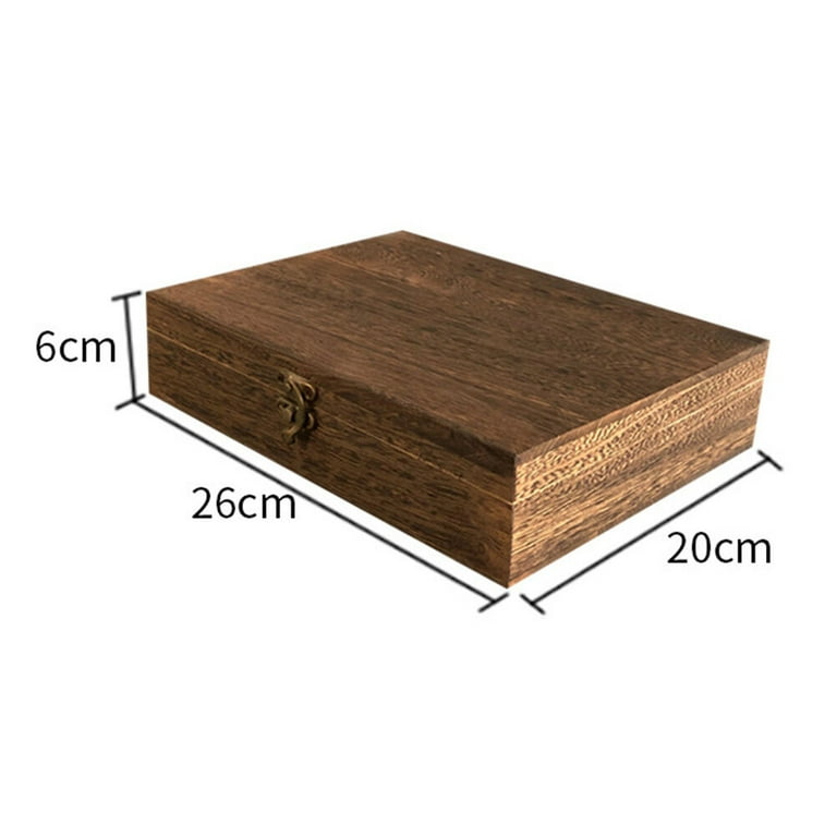 Large Locking Wood Storage Box - Wooden Box with Hinged Lid and Lock and  Key