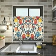 thumbnail image 4 of Yayeee Kitchen Curtains Tier Pair Light Filtering 27"x24" Rod Pocket Short Cafe Window Panel, Vibrant Japanese Flowers, 4 of 7