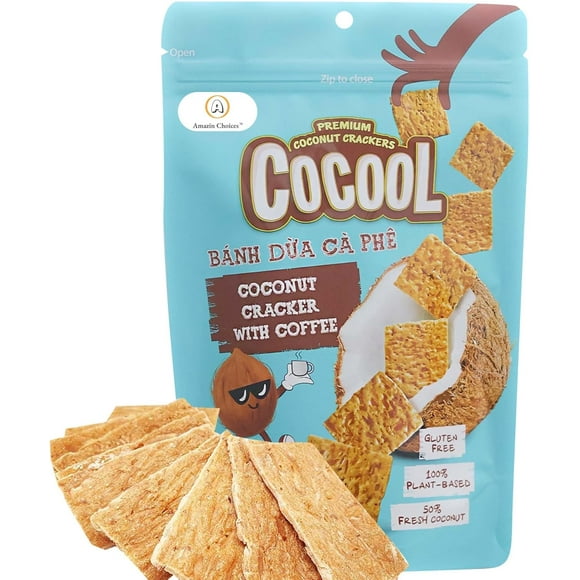 AMAZIN CHOICES Coconut Cracker With Coffee - Gluten-Free, Vegan Friendly, No Preservatives, Non GMO Coconut Crackers, Snack Viet - 2.82oz