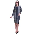 thumbnail image 3 of Moomaya Printed Full Sleeve Bodycon Dress for Women Scoop Neck Side Slit Casual Clothing, 3 of 8