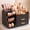 All Black, variant on Large Capacity Makeup Organizer Countertop with Makeup Brush Holder for Vanity, Thickened Material, Bathroom Countertop Organizer Skin Care Perfumes Storage, Teen Girl Gifts for 12-23 Year