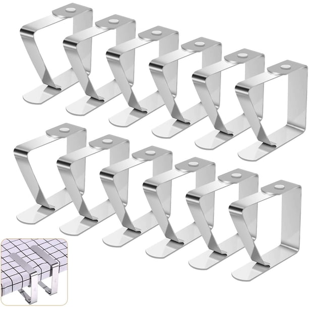 Pinza para mantel de acero inoxidable, 12 piezas, pinza para mantel ajustable para exteriores, pinza para mantel de jardín para cocina, oficina, restaurante, picnic, boda, fiesta, 5 x 4 cm