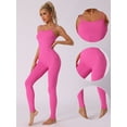 thumbnail image 3 of DARING DIVA Spaghetti Strap Leggings Rompers Workout Jumpsuit L Rose Red, 3 of 6