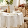 thumbnail image 5 of Newbridge Ivory Fancy Fall Leaves Damask Fabric Dining Tablecloth for Thanksgiving, 70 inch Round, 5 of 6