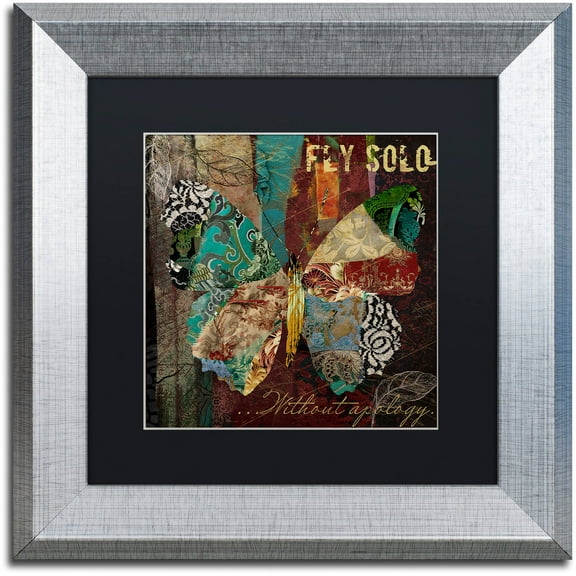 Trademark Fine Art "Winging It I" Canvas Art by Color Bakery Black Matte, Silver Frame