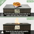 thumbnail image 3 of Outdoor Heater Outdoor Gas Fire Pit Square Dark Brown Wicker Fire Pit Table Propane Fire Table with Glass Rocks,Patio Heater, 3 of 12