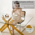 thumbnail image 4 of Kosynda 51.18" Tempered Glass Dining Table with Metal Legs, Rectangular Kitchen Table with Clear Tabletop for Dining Room, Living Room, Office, Apartment, Gold, 4 of 11