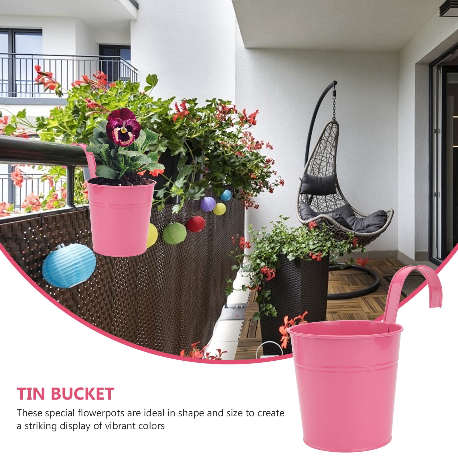 Metal Hanging Flower Pot with Hook - Balcony Garden Planter, Plant Holder for Outdoor and Indoor Use, Random Color