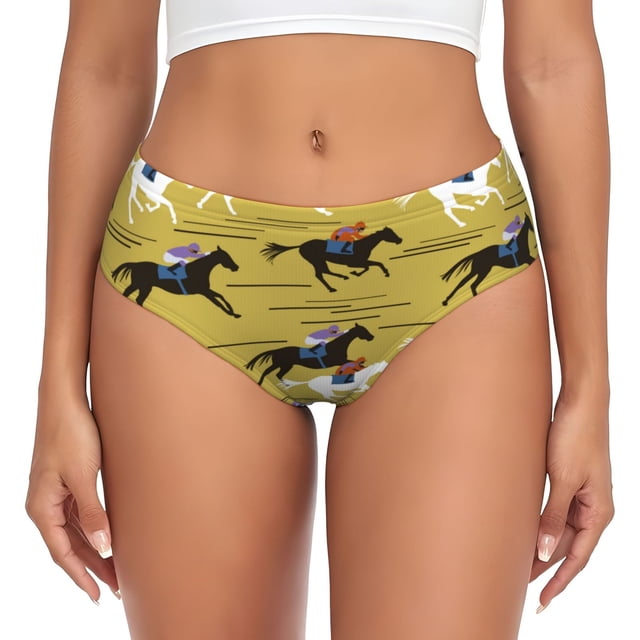 Fotbe Horsemen In Horseraces Calzones Estampados para Mujer – Ropa Interior de Algodón, Cómoda, Suave y Elástica-X-Small