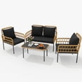 thumbnail image 6 of 4 Pieces Patio Furniture Sets Wicker Outdoor Patio Table and Chairs Set with Glass Side Table,Loveseat Chairs,Boho Rattan Conversation Sets,Outdoor Wicker Patio Bistro Set for Bistro,Apartment, 6 of 6