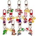 thumbnail image 2 of 12-Pack Mario Video Game Character Enamel Metal Keychains - Collectible Figurine Key Rings with Question Block & Power-Up Charms​​, 2 of 6