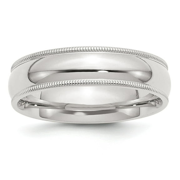 SS 6mm Comfort Fit Milgrain Size 13 Band in Sterling Silver