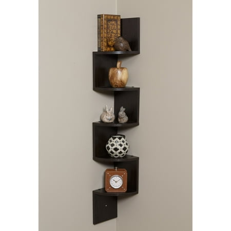 OneSpace - Large Corner Wall Shelf - Dark Walnut