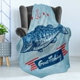 thumbnail image 4 of Fishing Soft Flannel Fleece Throw Blanket, Trout Fish Pictogram with USA National Flag Theme Background Hook and Stars, Cozy Plush for Indoor and Outdoor Use, 60" x 80", Multicolor, by Ambesonne, 4 of 5