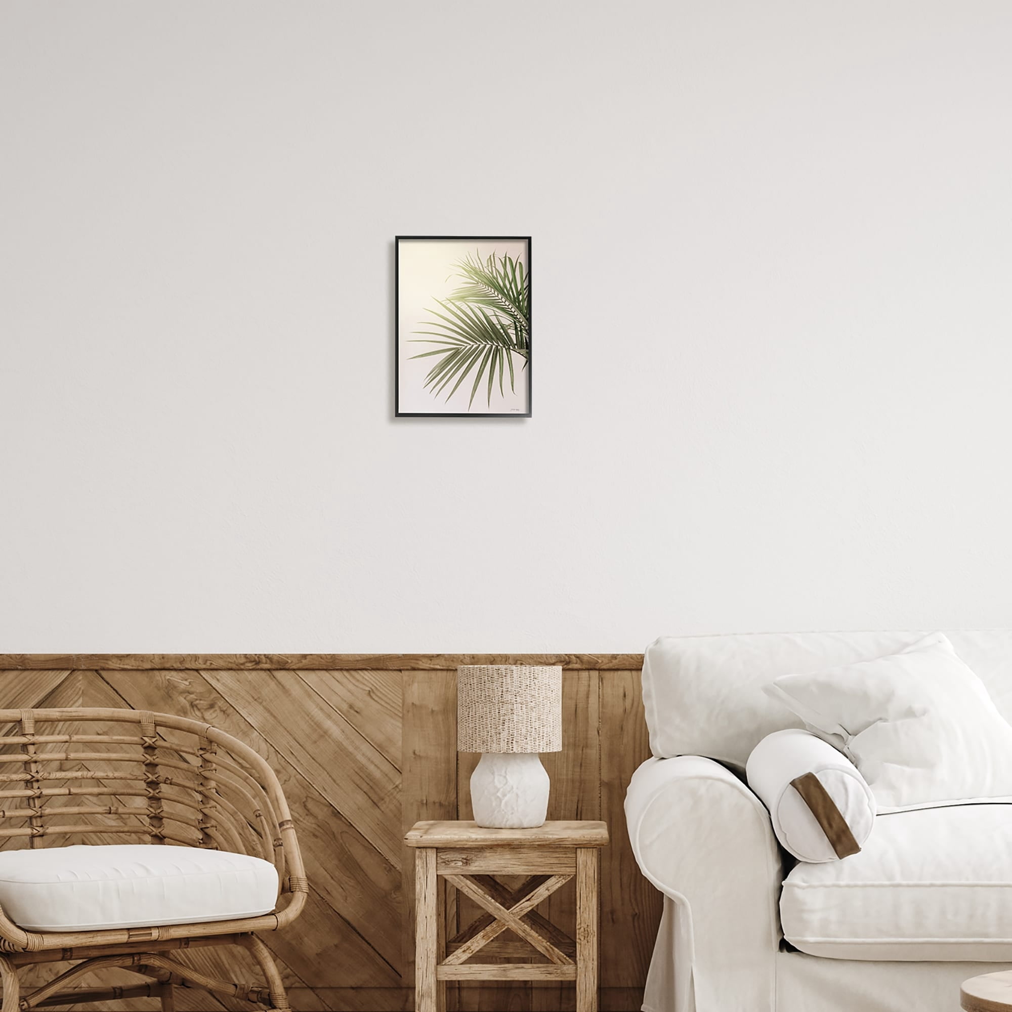 Stupell Industries Minimal Palm Leaves Sunlit Tropical House Plant Photograph Black Framed Art Print Wall Art, Design by Jennifer Rigsby
