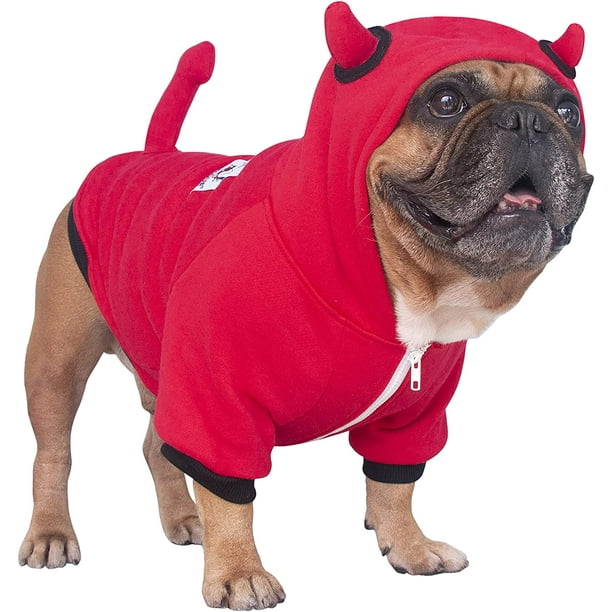 iChoue Daily Wear Mariquita Sudaderas con capucha, lindos disfraces de perro para Halloween Navidad, trajes para perros medianos, sudaderas sin mangas, ropa para Bulldog Francés Inglés Pug Pitbull - N