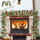 thumbnail image 1 of Decoración del hogar, decoración de habitaciones, decoración de pared con flores y hojas de dinero, ratán encriptado con hojas de eucalipto, ratán de imitación, producto navideño, ratán de imitación., 1 of 6