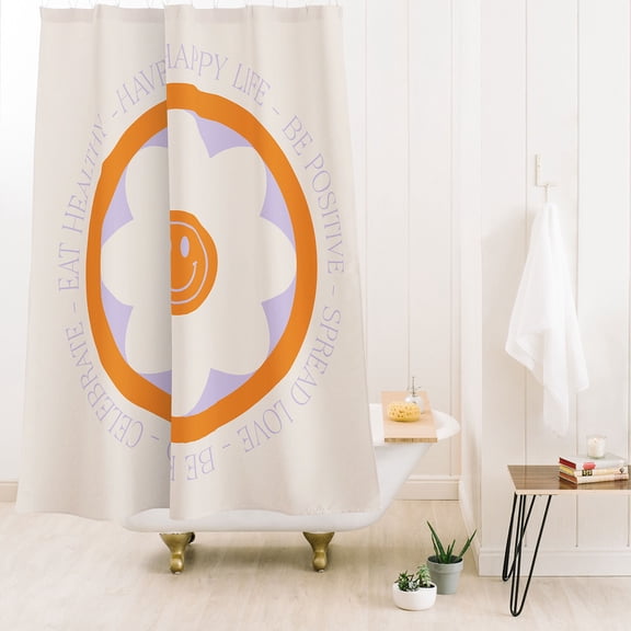 Society6 Grace Have A Happy Life Lilac And Orange Shower Curtain 71" x 74"