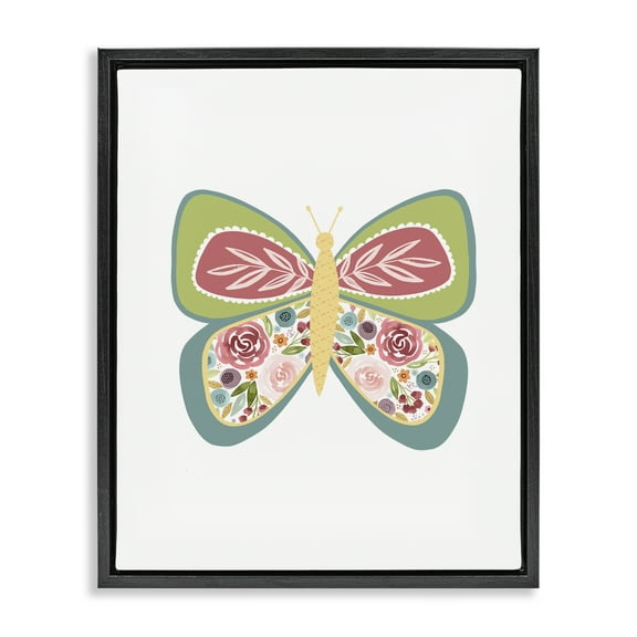 Stupell Industries Boho Pattern Butterfly Animals & Insects Painting Black Floater Framed Art Print Wall Art, 17 x 21