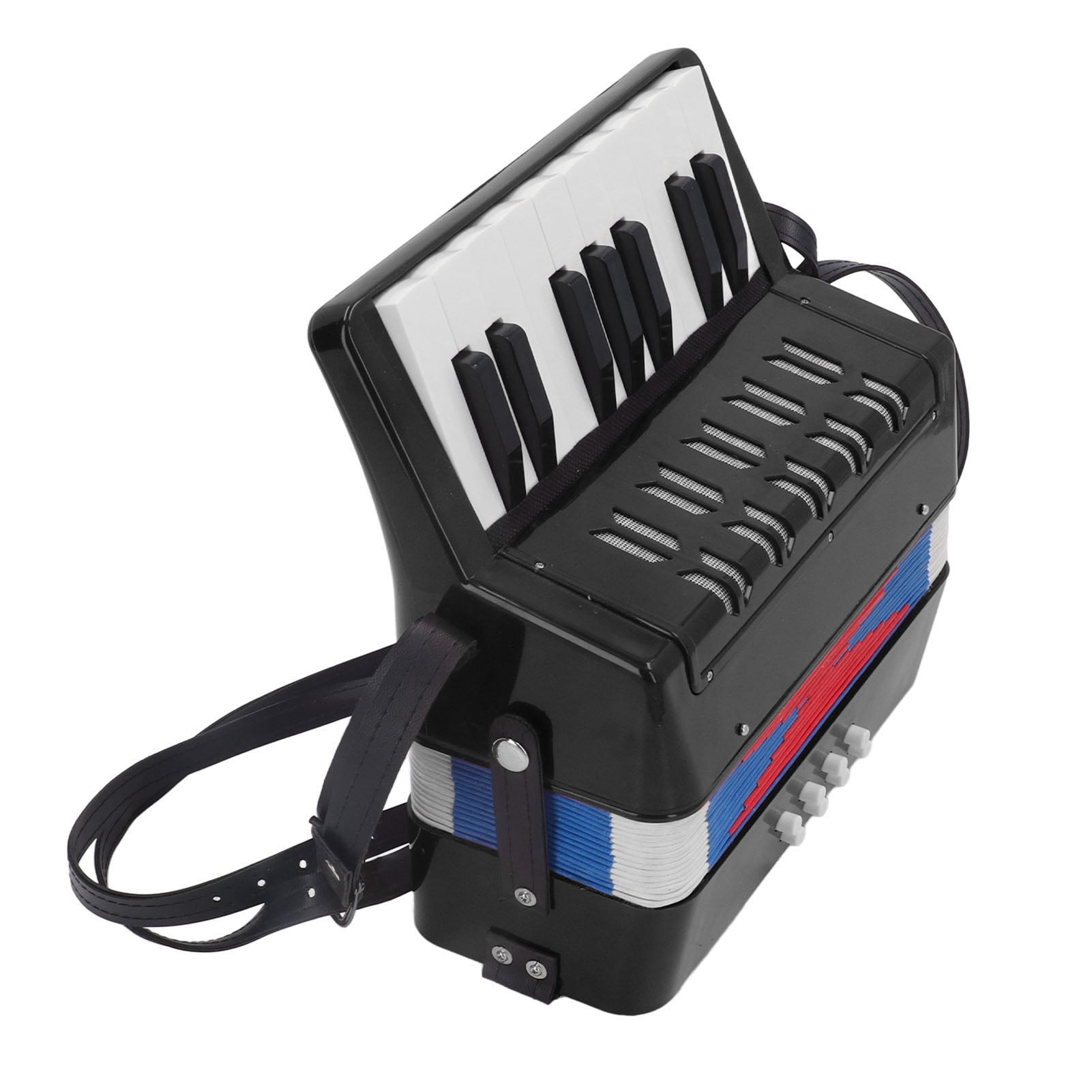 Piano Accordion 9.1 X 9.1 X 3.9 Inches Entry Level Piano Accordion ABS Plastic With Retractable Leather Strap 17 Keys 8 Bass Keys Entry Level Accordion Portable Accordion For Kids Beginners