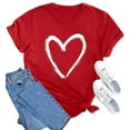 thumbnail image 5 of TKLPEHG Women Heart Graphic T Shirts Short Sleeve Valentines Day Shirt Crewneck Regular Fit Tee Summer Casual Basic Tee Tops (Red,S), 5 of 8