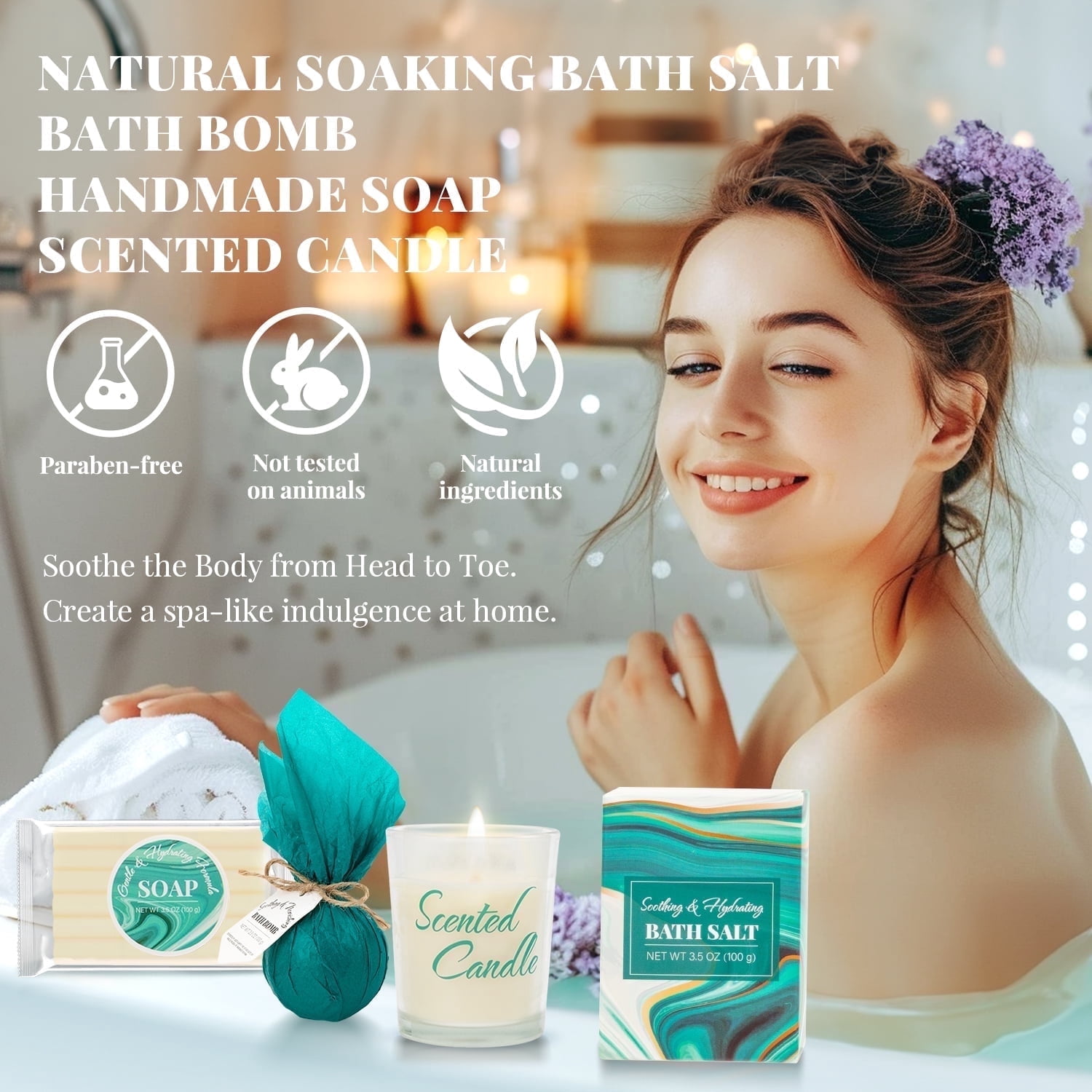 Bath Gift Sets for Women Birthday Christmas, 8pcs Spa Body Care Sets with Stainless Steel Tumbler Holiday Gifts for Her