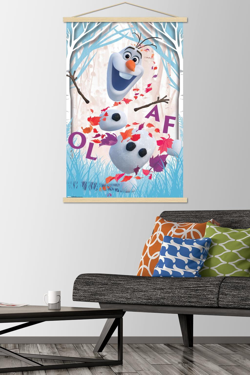 Disney Pixar Frozen 2 - Olaf Wall Poster with Wooden Magnetic Frame, 22.375" x 34"