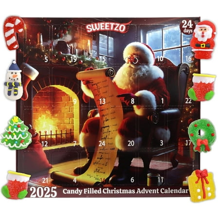 2025 Christmas Candy Advent Calendar, 24 Day Holiday Countdown, 10.16 Ounces
