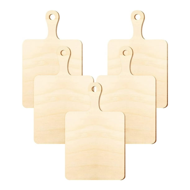 Tablero de corte de madera de 5 piezas con mango inacabado manualidades de madera artesanía de madera de madera comida por servicio