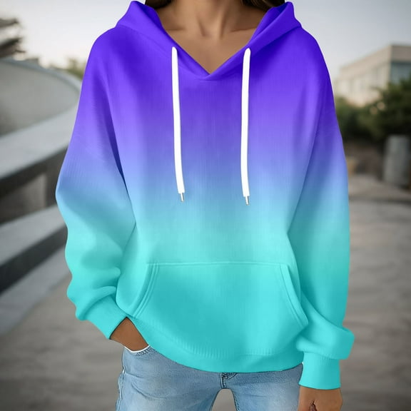 Women's Hoodies Sweatshirts Casual Women's Hooded Drawstring Long Sleeve Sweatshirt Mint Green XXL