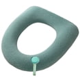 thumbnail image 2 of Soft Polyester Toilet Seat Cushion Pad with Handle, Washable and Portable for Travel, Easy to Install and Remove, Gray Green Blue Color Options,Green, 2 of 6