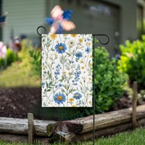 Yayeee Garden Flag 28" x 40" Double Sided Outdoor Yard Lawn Holiday Decorations, Blue Floral
