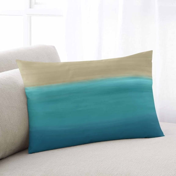 Teal Blue Ombre Throw Pillow Covers, Modern Abstract Gradient Art Soft Breathable Pillow Cases with Invisible Zipper for Sleeping, Toddler Pillowcases for Couch Bed Sofa Chair 12x20 Inches