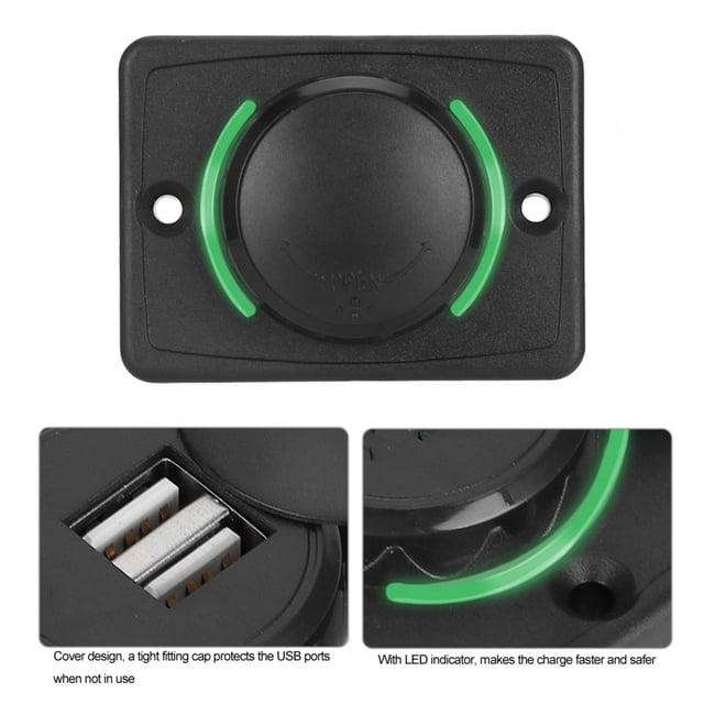Toma de Cargador USB BuyWeek 3,1 A CC 12 V/24 V Doble Negro