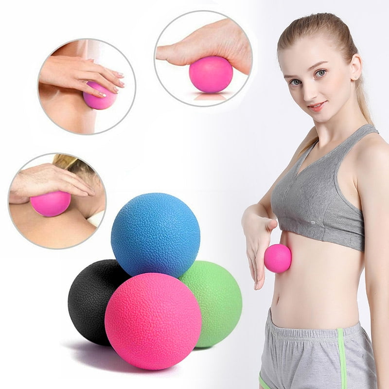 Exercise Lacrosse Massage Ball Therapy Rubber Ball Fitness Training Rose Red 